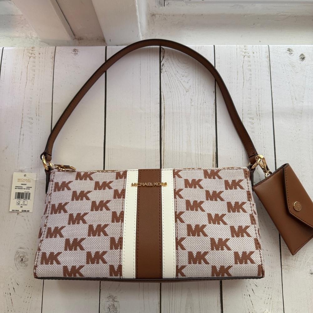 Michael Kors | Vincent Logo Shoulder Bag with Pochette, Medium - Picture 8 of 14
